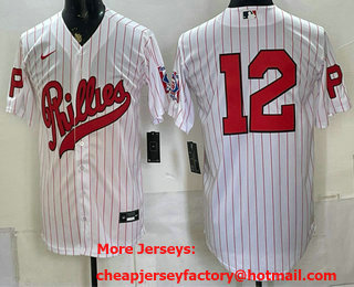 Men's Philadelphia Phillies #12 Kyle Schwarber White 2026 Field of Dreams Stadium Stitched Jersey