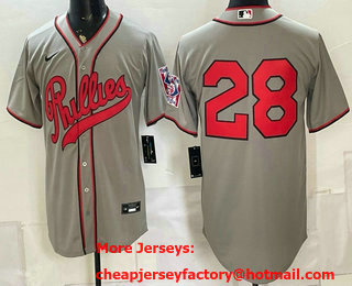 Men's Philadelphia Phillies #28 Alec Bohm Gray 2026 Field of Dreams Stadium Stitched Jersey