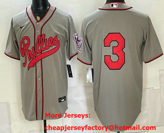 Men's Philadelphia Phillies #3 Bryce Harper Gray 2026 Field of Dreams Stadium Stitched Jersey