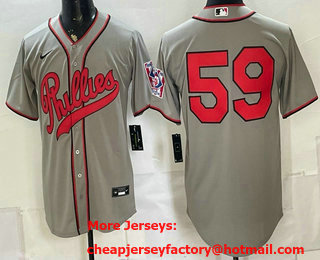 Men's Philadelphia Phillies #59 Jhoan Duran Gray 2026 Field of Dreams Stadium Stitched Jersey