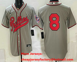 Men's Philadelphia Phillies #8 Nick Castellanos Gray 2026 Field of Dreams Stadium Stitched Jersey