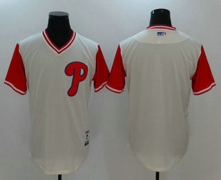 Men's Philadelphia Phillies Tan 2017 Little League World Series Players Weekend Stitched Nickname Team Jersey