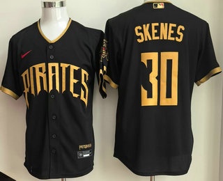 Men's Pittsburgh Pirates #30 Paul Skenes Black 2026 City Connect Stadium Jersey
