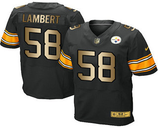 Men's Pittsburgh Steelers #58 Jack Lambert Black With Gold Stitched NFL Nike Elite Jersey