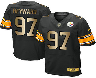 Men's Pittsburgh Steelers #97 Cameron Heyward Black With Gold Stitched NFL Nike Elite Jersey