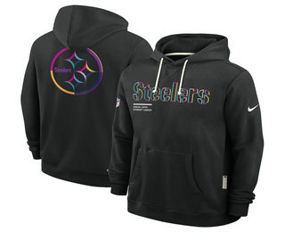 Men's Pittsburgh Steelers Black 2025 Crucial Catch Club Pullover Hoodie