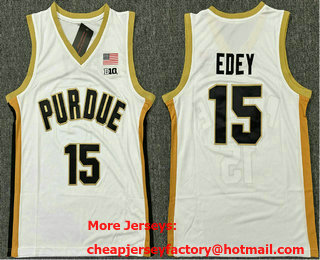 Men's Purdue Boilermakers #15 Zach Edey White College Basketball Jersey