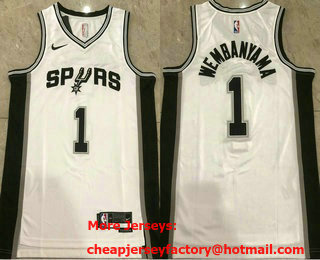 Men's San Antonio Spurs #1 Victor Wembanyama White AU Jersey