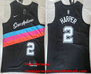Men's San Antonio Spurs #2 Dylan Harper Black 2025 City Swingman Jersey