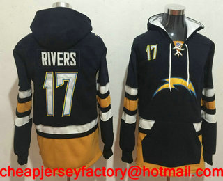 Men's San Diego Chargers #17 Philip Rivers NEW Navy Blue Pocket Stitched NFL Pullover Hoodie