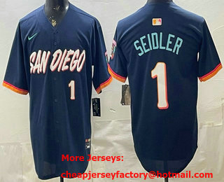 Men's San Diego Padres #1 Peter Seidler Navy 2026 City Connect Baseball Jersey