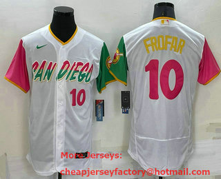 Men's San Diego Padres #10 Jurickson Profar Number White 2022 City Connect Flex Base Stitched Jersey