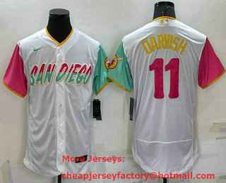 Men's San Diego Padres #11 Yu Darvish White 2022 City Connect Flex Base Stitched Jersey