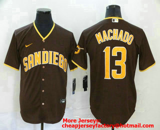 Men's San Diego Padres #13 Manny Machado Brown Stitched MLB Cool Base Nike Jersey