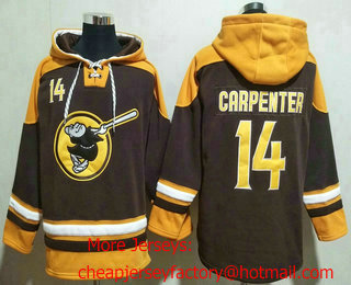 Men's San Diego Padres #14 Matt Carpenter Brown Ageless Must Have Lace Up Pullover Hoodie