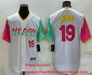 Men's San Diego Padres #19 Tony Gwynn Number White 2022 City Connect Cool Base Stitched Jersey