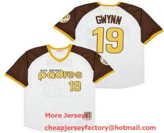 Men's San Diego Padres #19 Tony Gwynn White 1978 Throwback Jersey