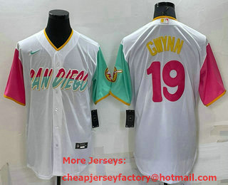 Men's San Diego Padres #19 Tony Gwynn White 2022 City Connect Cool Base Stitched Jersey