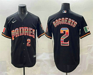 Men's San Diego Padres #2 Xander Bogaerts Black Mexico Cool Base Stitched Jersey