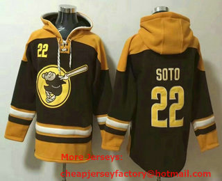 Men's San Diego Padres #22 Juan Soto Brown Ageless Must Have Lace Up Pullover Hoodie