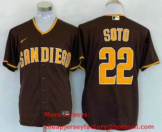 Men's San Diego Padres #22 Juan Soto Brown Stitched MLB Cool Base Nike Jersey