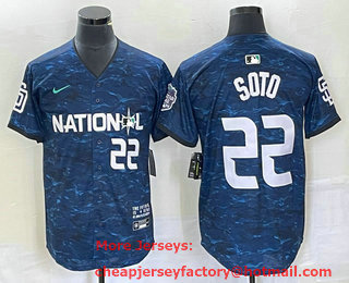 Men's San Diego Padres #22 Juan Soto Royal 2023 All Star Cool Base Stitched Baseball Jersey