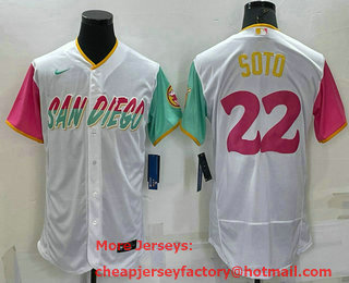 Men's San Diego Padres #22 Juan Soto White 2022 City Connect Flex Base Stitched Jersey