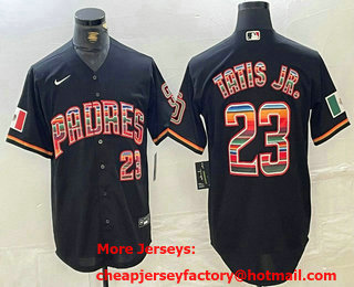 Men's San Diego Padres #23 Fernando Tatis Jr Black Rainbow Mexico Cool Base Stitched Jersey