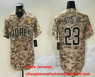 Men's San Diego Padres #23 Fernando Tatis Jr Camo With PS Patch Cool Base Stitched Jersey
