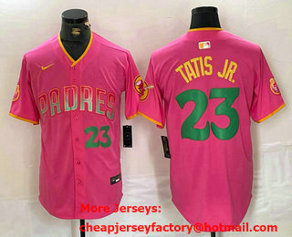 Men's San Diego Padres #23 Fernando Tatis Jr Pink Player Number Fashion Baseball Jersey