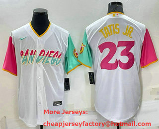 Men's San Diego Padres #23 Fernando Tatis Jr White 2022 City Connect Cool Base Stitched Jersey