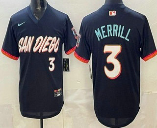 Men's San Diego Padres #3 Jackson Merrill Black 2026 City Connect Stadium Jersey