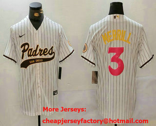 Men's San Diego Padres #3 Jackson Merrill White Cool Base Stitched Baseball Jersey