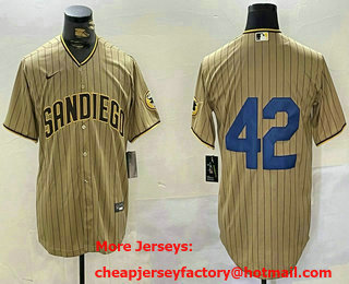 Men's San Diego Padres #42 Jackie Robinson  Khaki Cool Base Stitched Baseball Jersey