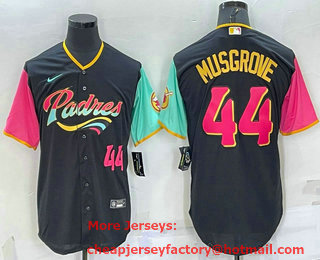 Men's San Diego Padres #44 Joe Musgrove Number Black 2022 City Connect Cool Base Stitched Jersey