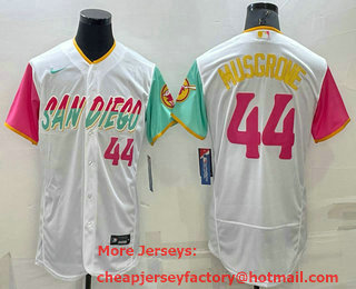 Men's San Diego Padres #44 Joe Musgrove White Number 2022 City Connect Flex Base Stitched Jersey