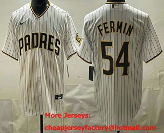 Men's San Diego Padres #54 Freddy Fermin White Cool Base Stitched Baseball Jersey