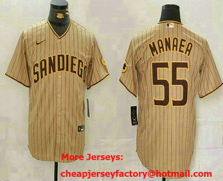 Men's San Diego Padres #55 Sean Manaea Khaki Cool Base Stitched Jersey