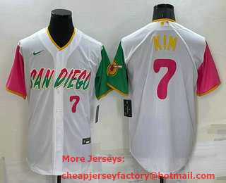 Men's San Diego Padres #7 Ha Seong Kim Number White 2022 City Connect Cool Base Stitched Jersey