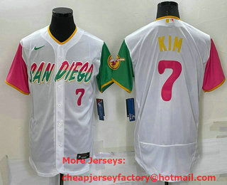 Men's San Diego Padres #7 Ha Seong Kim Number White 2022 City Connect Flex Base Stitched Jersey