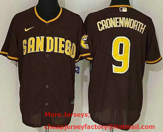 Men's San Diego Padres #9 Jake Cronenworth Brown Team Logo Stitched MLB Cool Base Nike Jersey