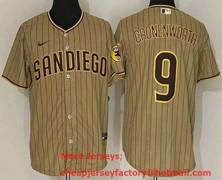 Men's San Diego Padres #9 Jake Cronenworth Grey Team Logo Stitched MLB Cool Base Nike Jersey