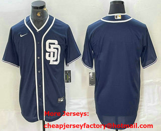 Men's San Diego Padres Blank Navy Blue Cool Base Stitched Baseball Jersey