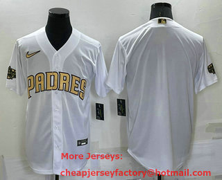 Men's San Diego Padres Blank White 2022 All Star Stitched Cool Base Nike Jersey
