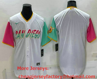 Men's San Diego Padres Blank White 2022 City Connect Cool Base Stitched Jersey