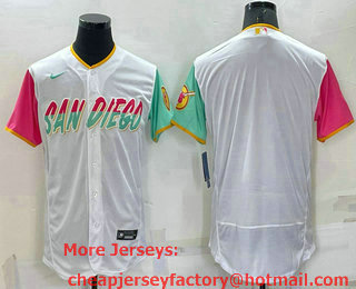 Men's San Diego Padres Blank White 2022 City Connect Flex Base Stitched Jersey