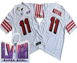 Men's San Francisco 49ers #11 Brandon Aiyuk Limited White Throwback FUSE LVIII Super Bowl Vapor Jersey