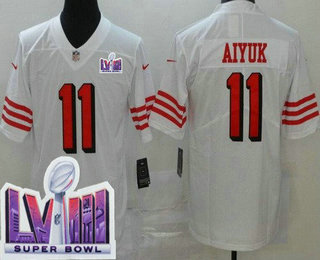 Men's San Francisco 49ers #11 Brandon Aiyuk Limited White Throwback LVIII Super Bowl Vapor Jersey