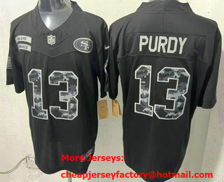 Men's San Francisco 49ers #13 Brock Purdy Limited Black FUSE 2026 Salute To Service Jersey
