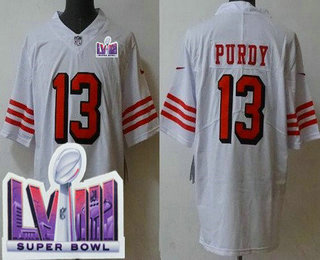 Men's San Francisco 49ers #13 Brock Purdy Limited White Throwback LVIII Super Bowl Vapor Jersey